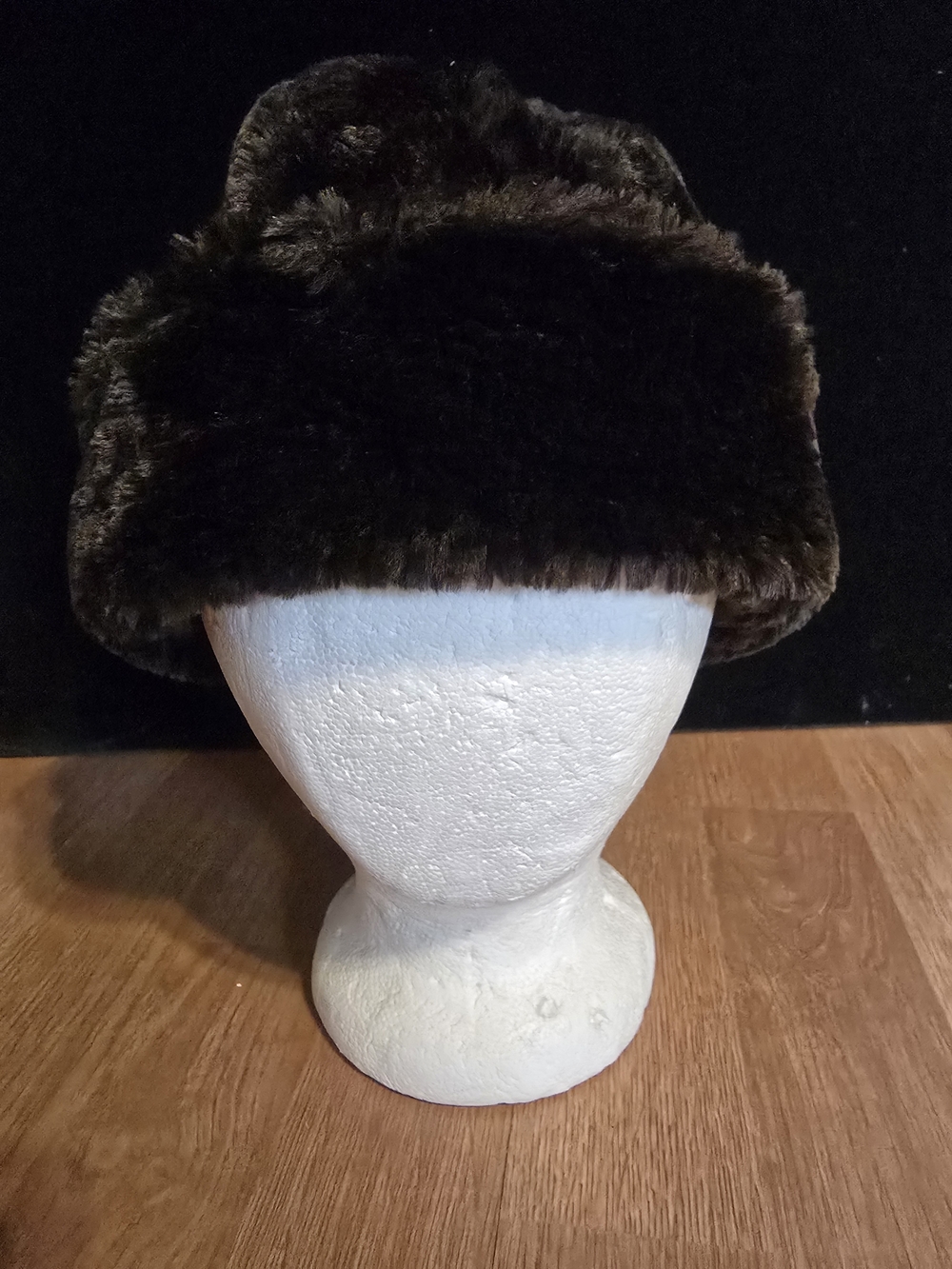Vtg Men's Brown Faux Fur Hat, Lined Size M Union Made Cossack